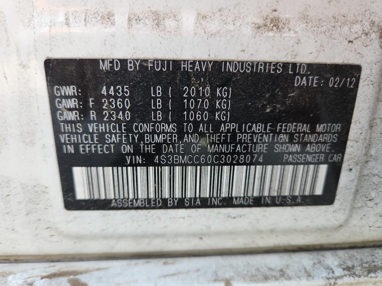 2012 SUBARU Legacy