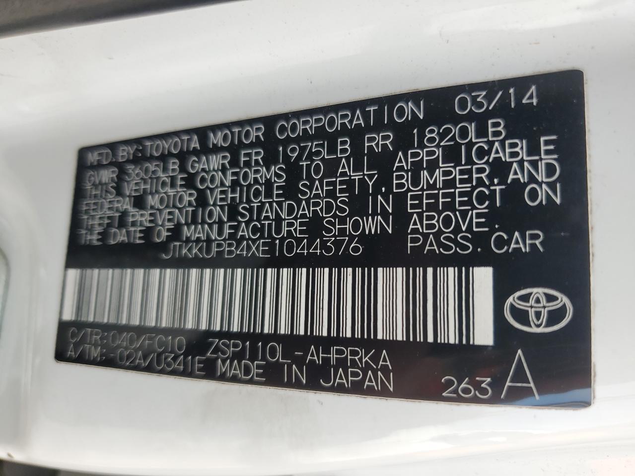 2014 TOYOTA SCION