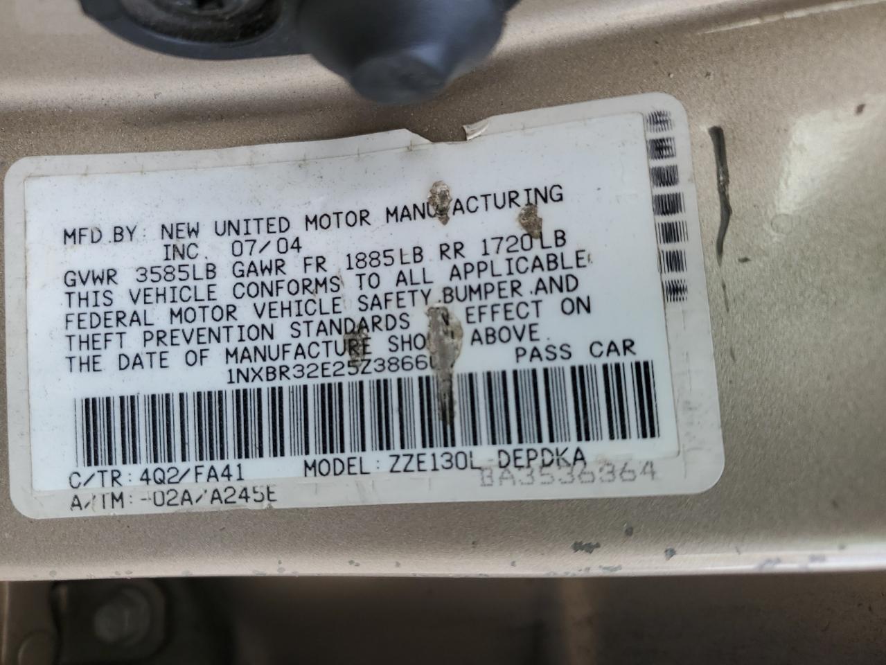 2005 TOYOTA COROLLA