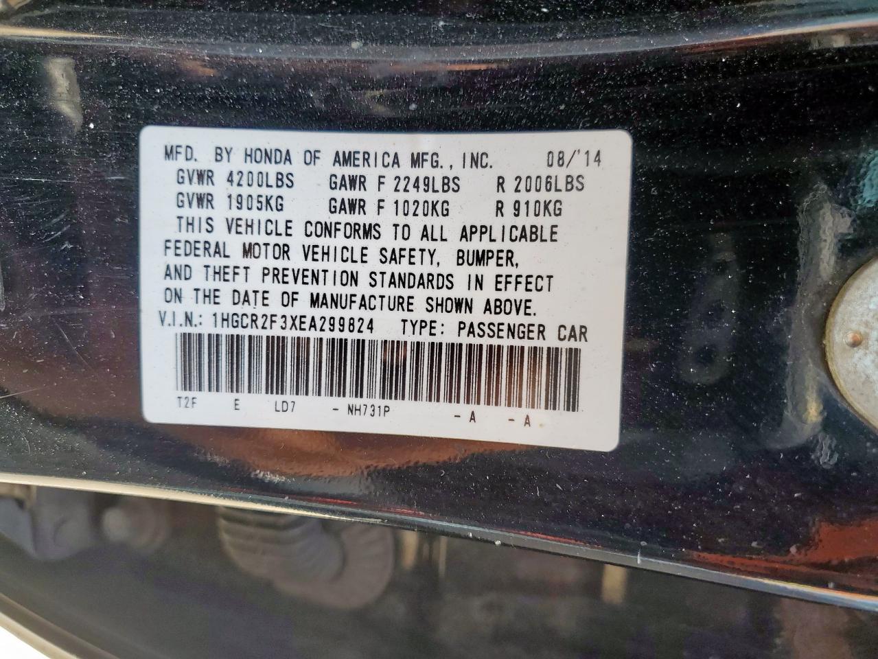 2014 HONDA ACCORD