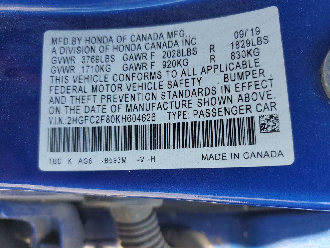 2019 HONDA CIVIC