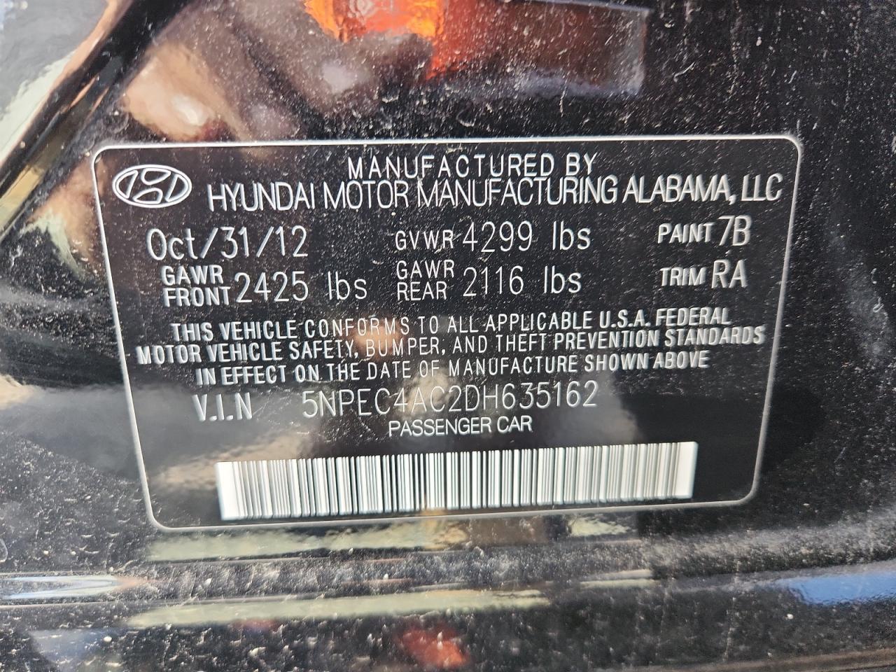 2013 HYUNDAI SONATA