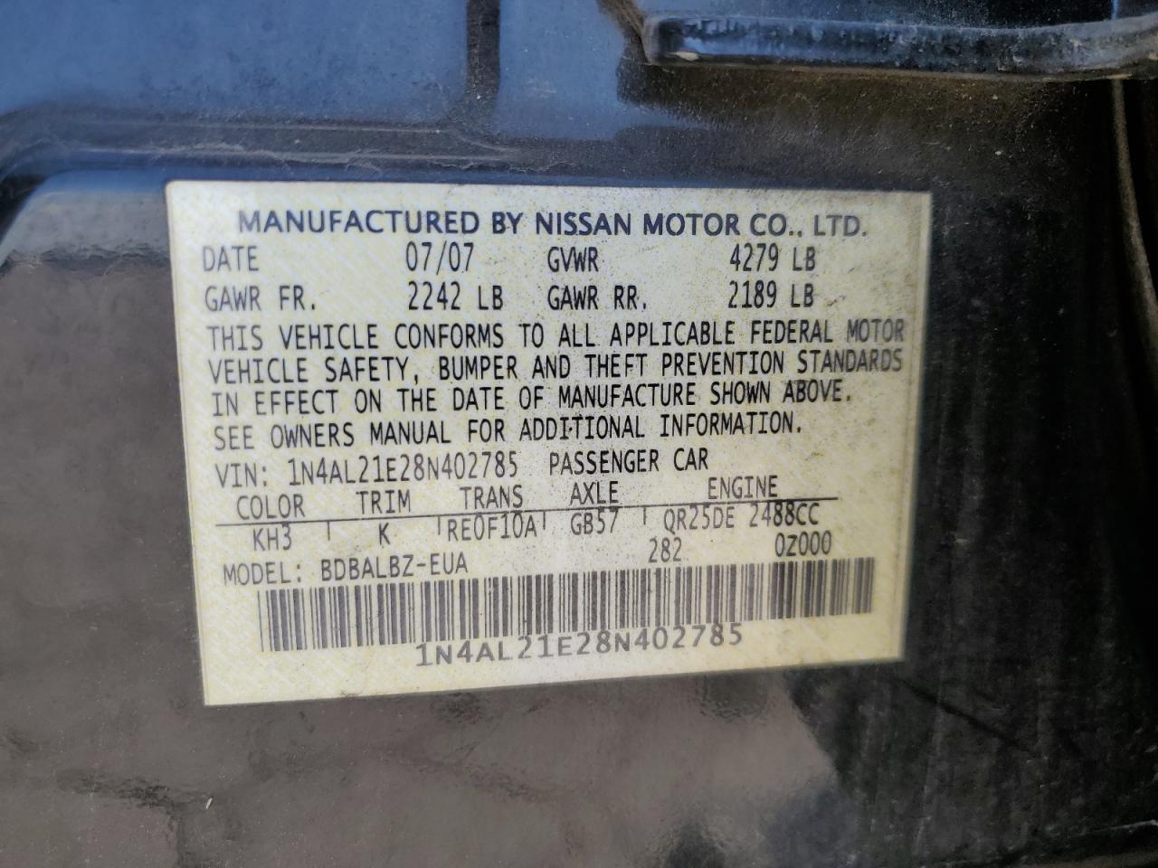 2008 NISSAN ALTIMA