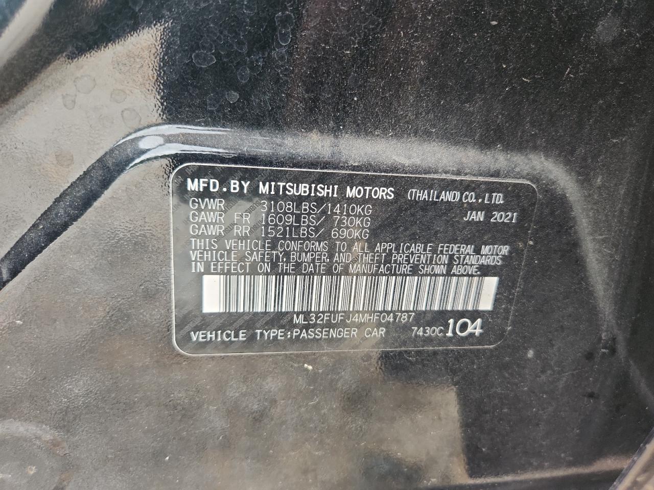 2021 MITSUBISHI MIRAGE