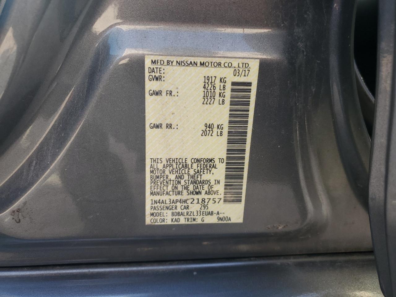 2017 NISSAN ALTIMA