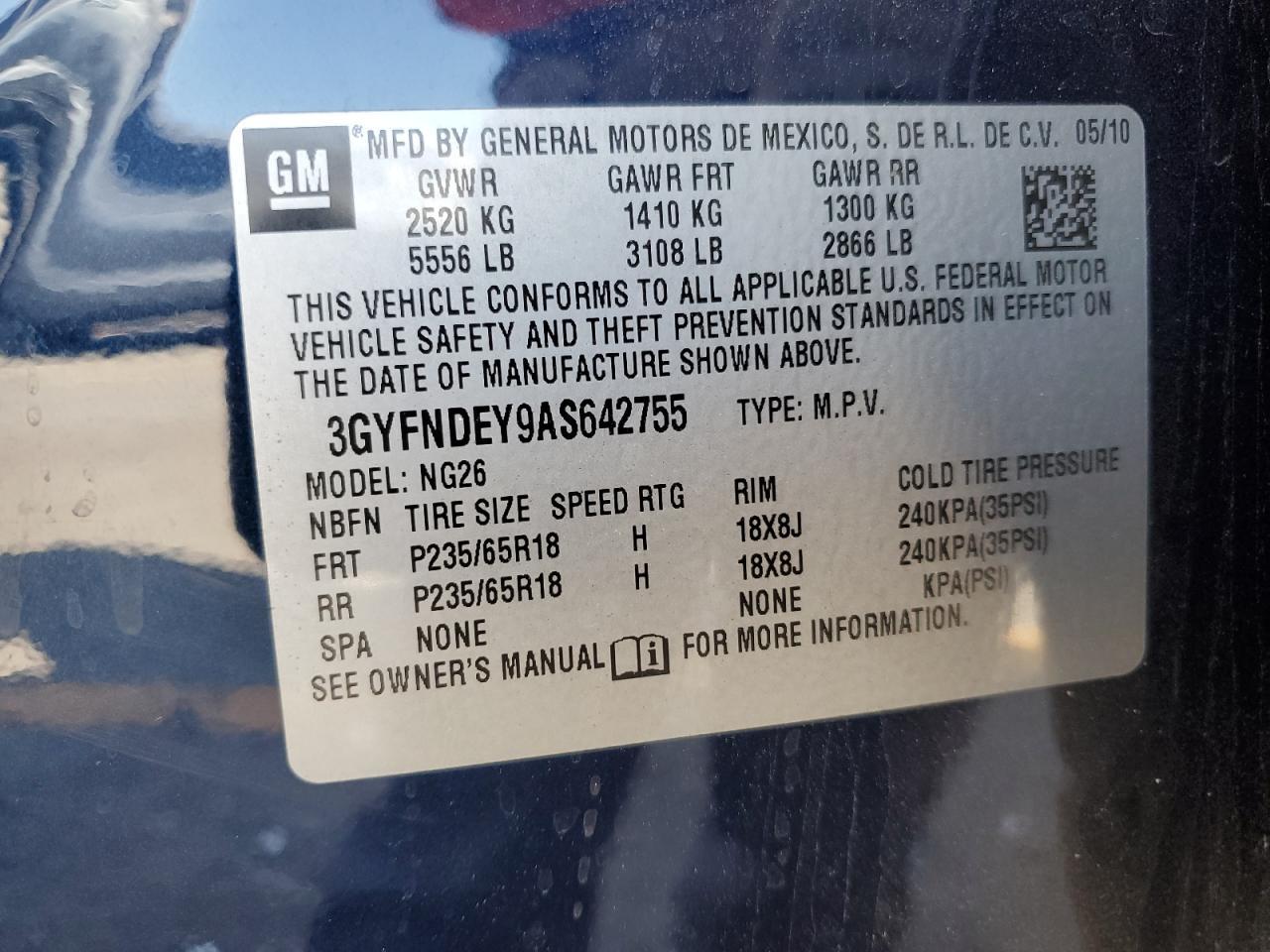 2010 CADILLAC SRX