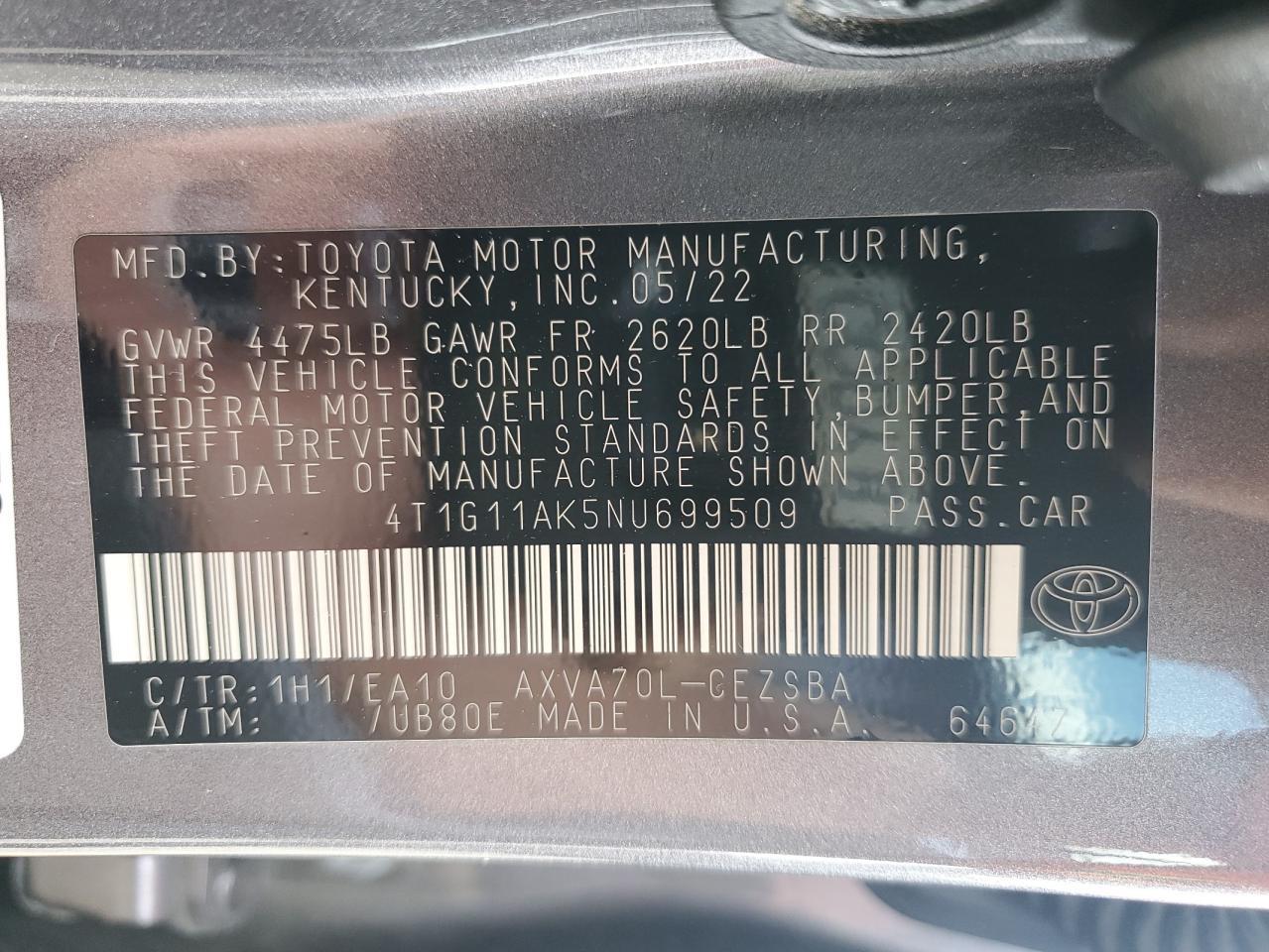 2022 TOYOTA CAMRY