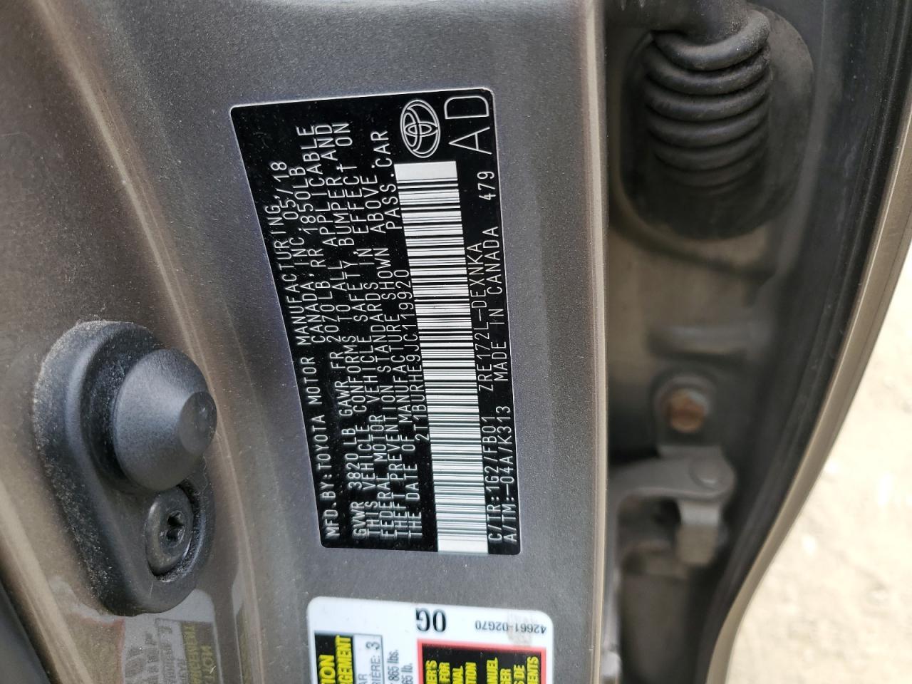 2018 TOYOTA COROLLA