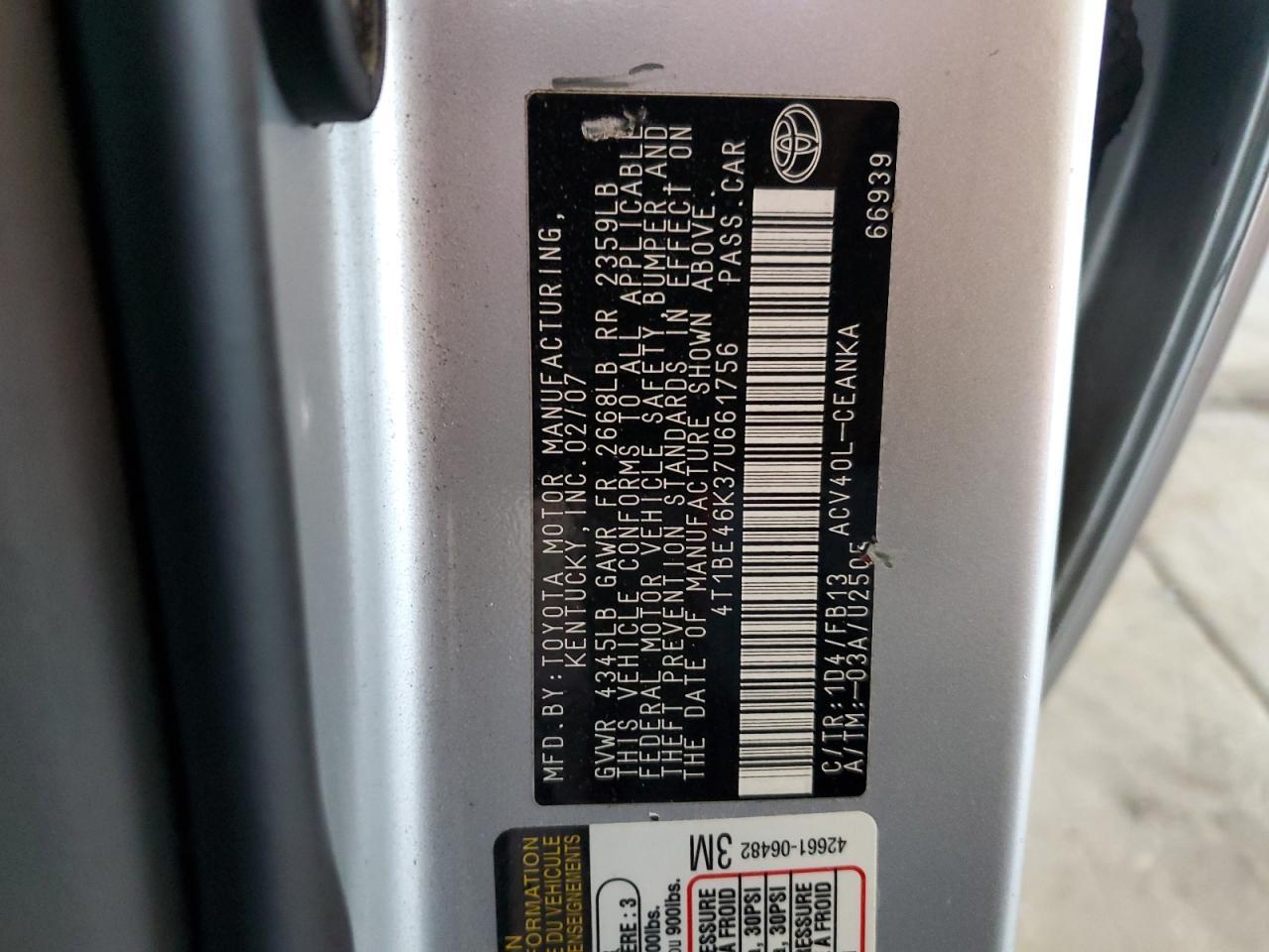 2007 TOYOTA CAMRY