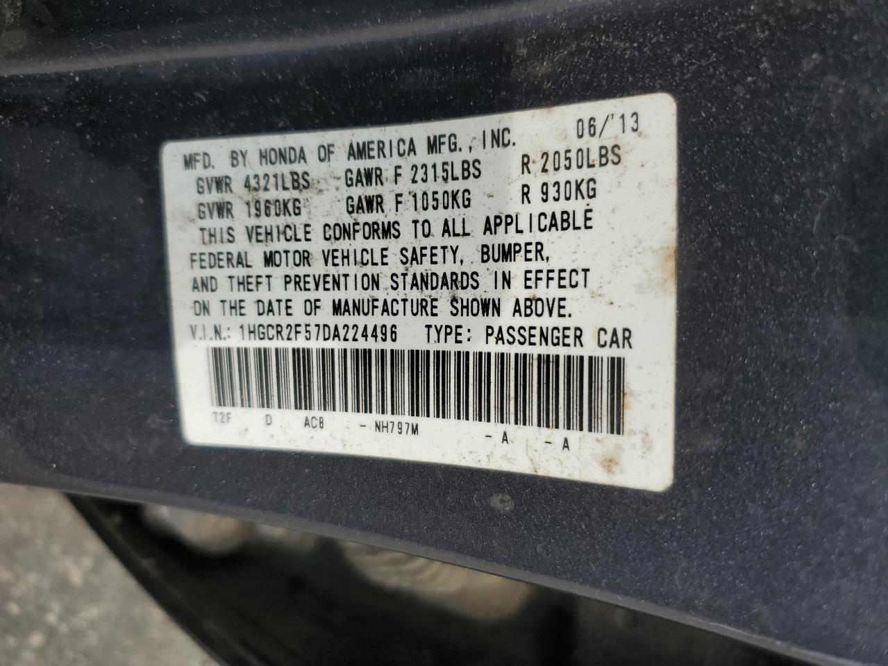 2013 HONDA ACCORD