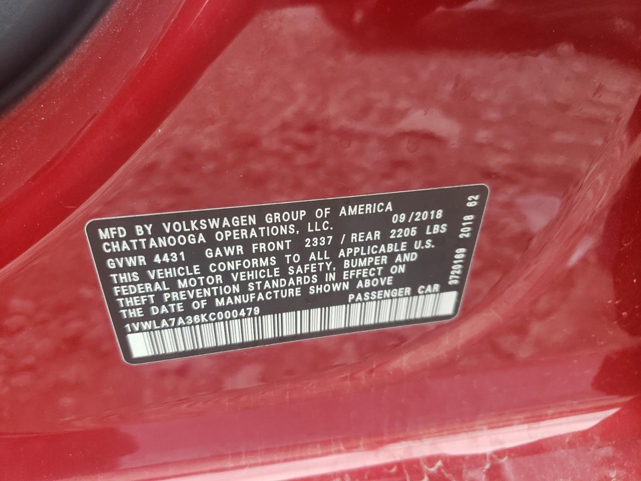 2019 VOLKSWAGEN Passat