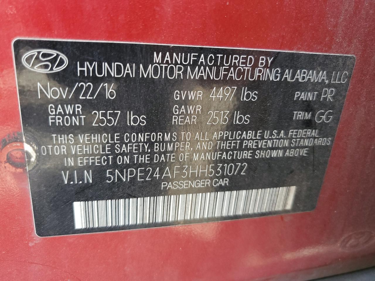 2017 HYUNDAI SONATA