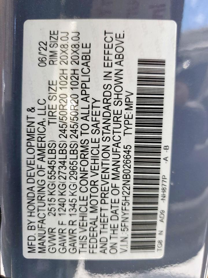 2022 HONDA PILOT