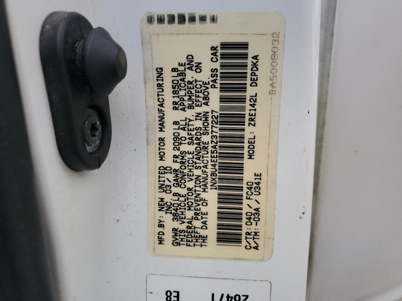 2010 TOYOTA COROLLA