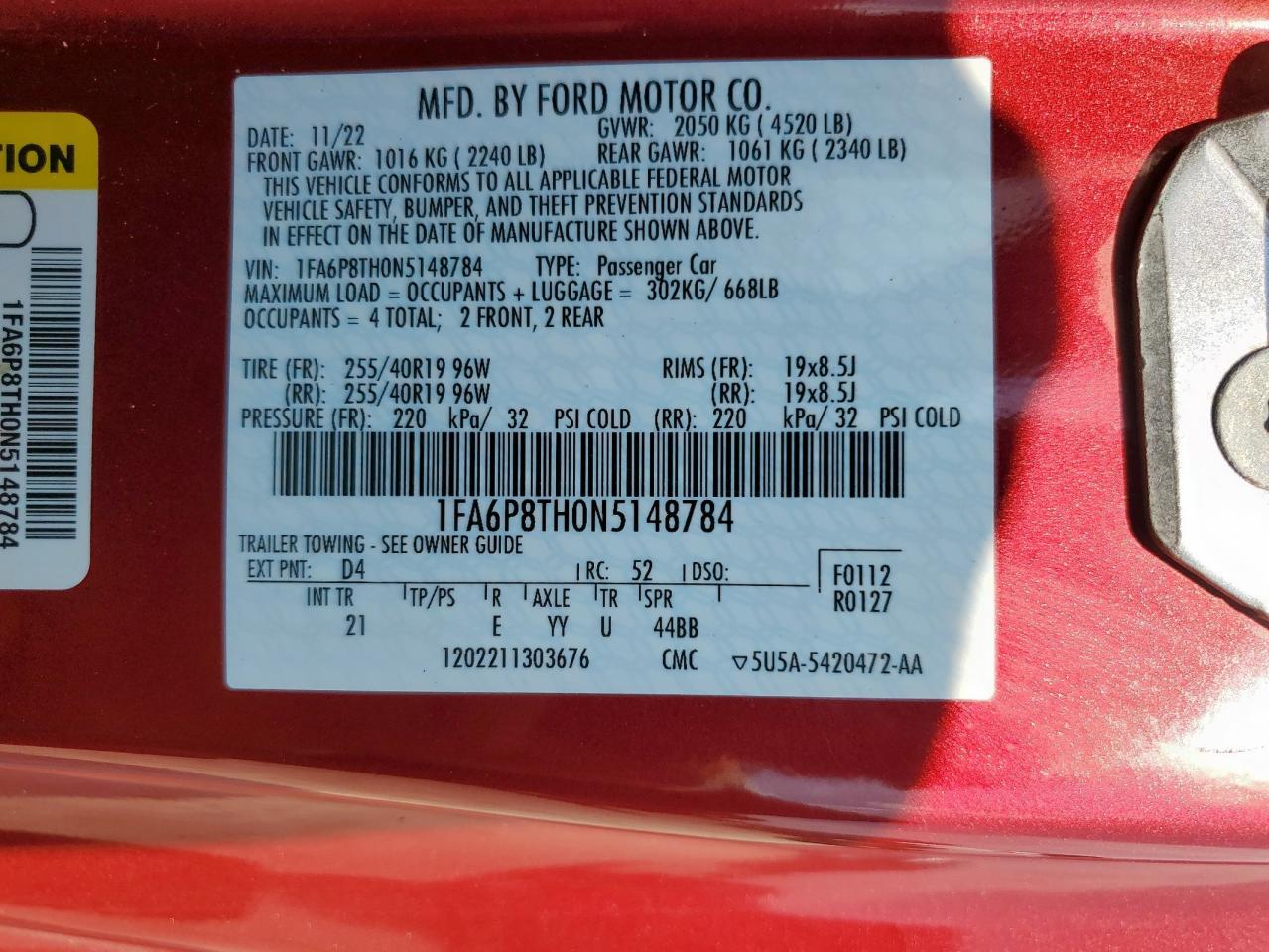 2022 FORD MUSTANG