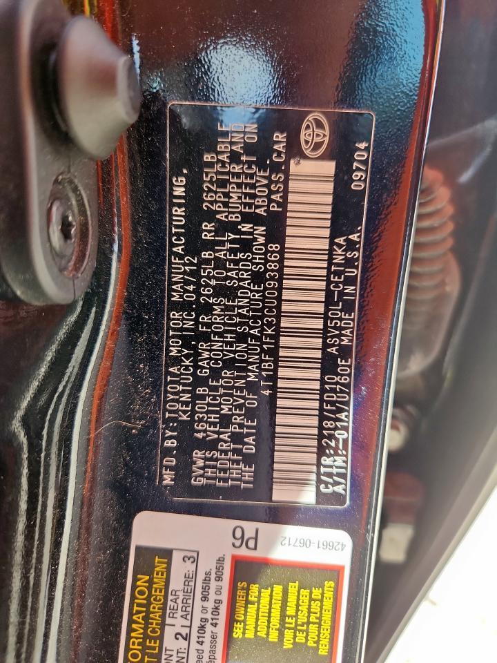 2012 TOYOTA CAMRY