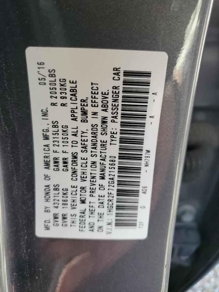 2016 HONDA ACCORD