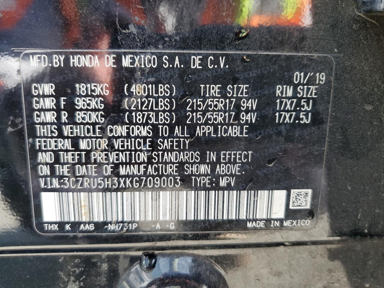 2019 HONDA HR-V
