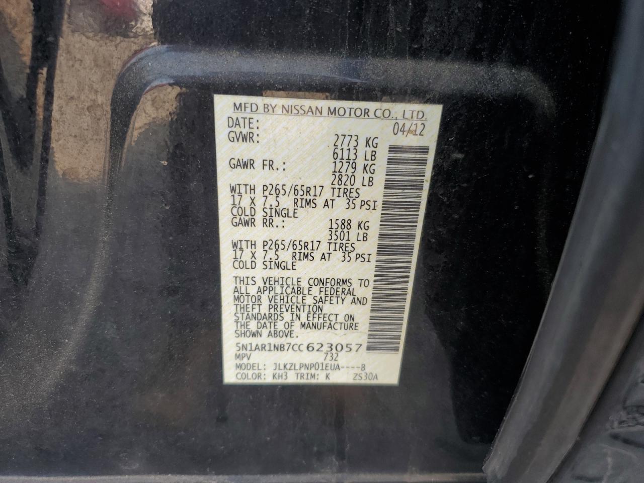 2012 NISSAN PATHFINDER