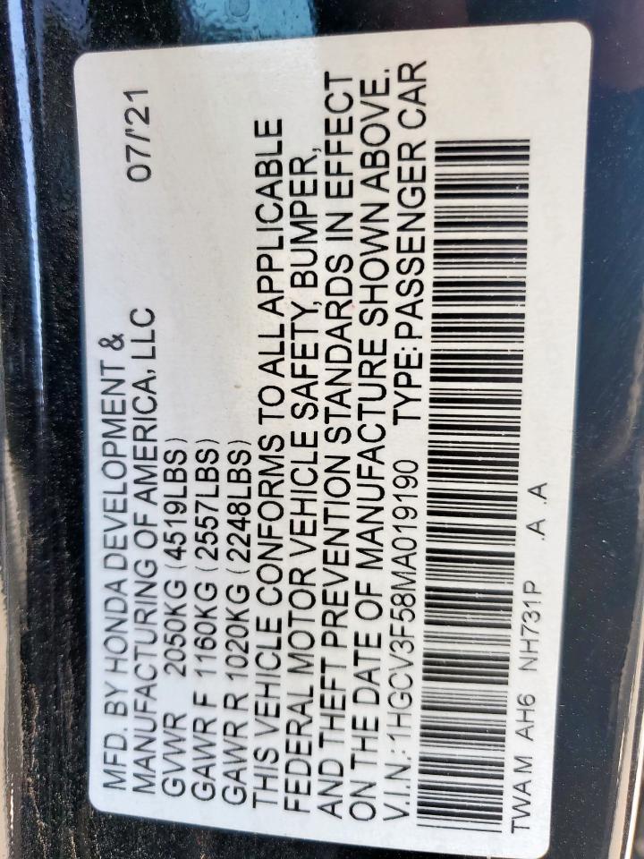 2021 HONDA ACCORD