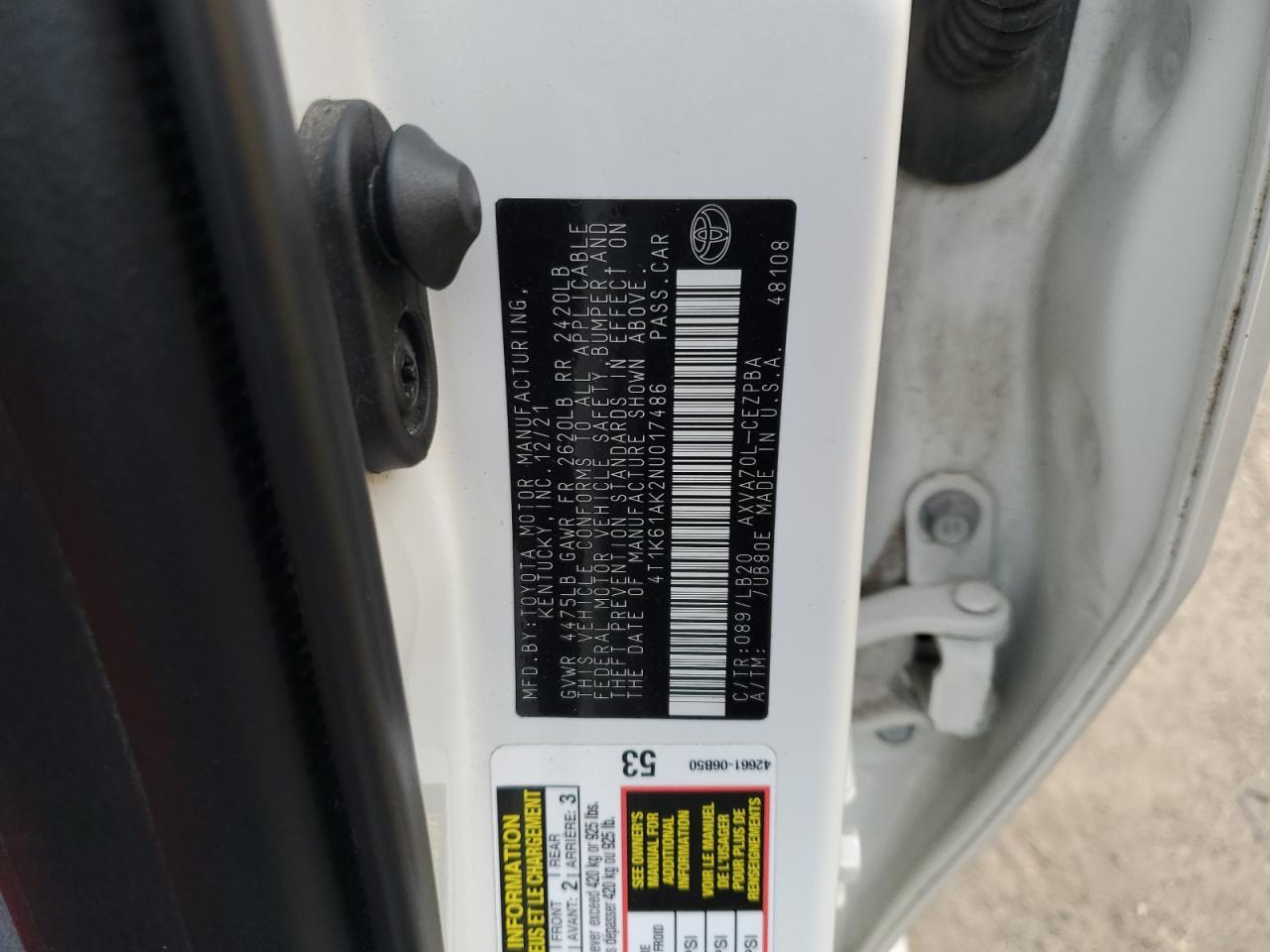 2022 TOYOTA CAMRY