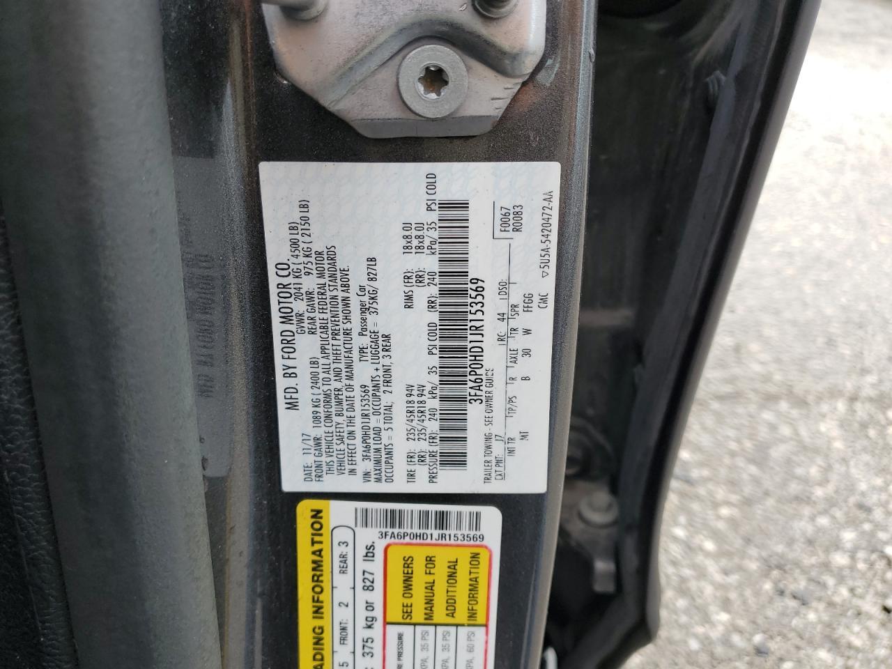 2018 FORD FUSION