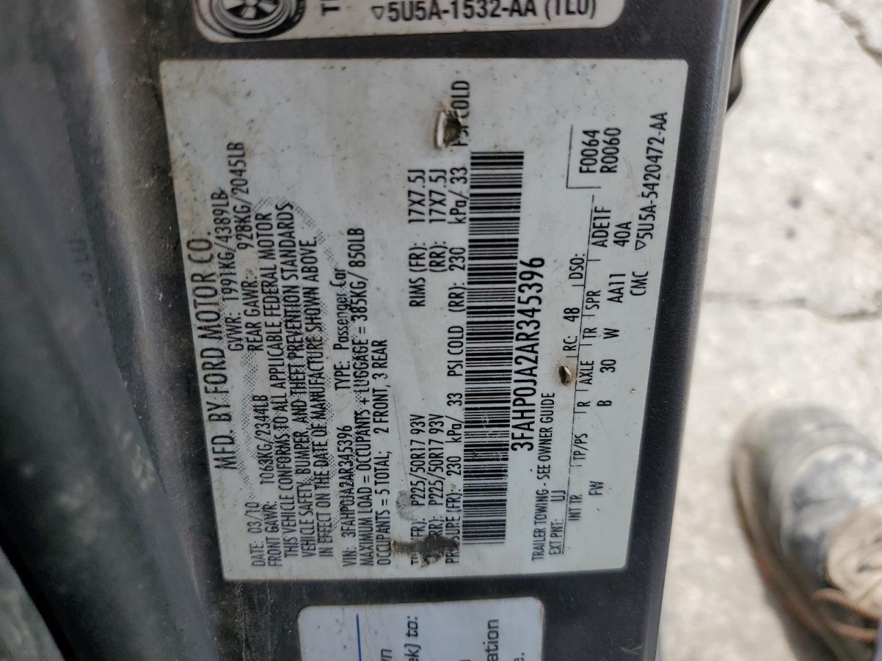 2010 FORD FUSION