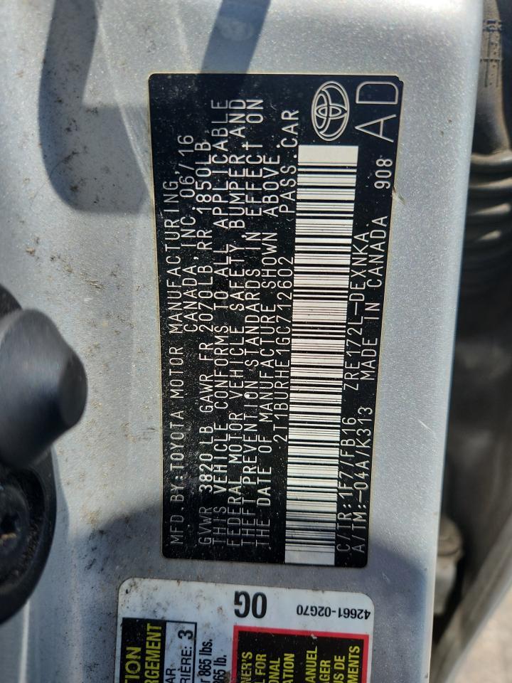 2016 TOYOTA COROLLA