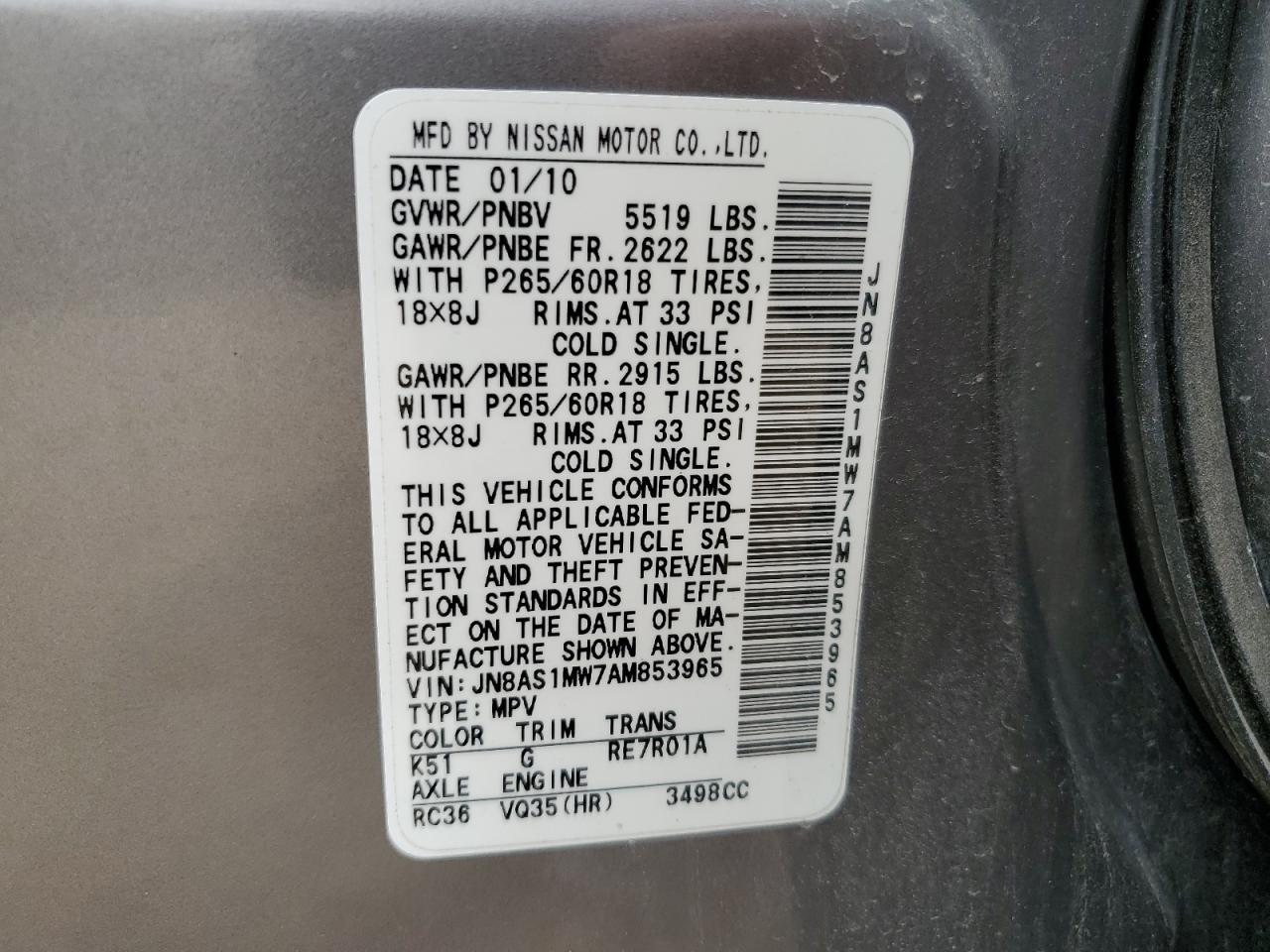 2010 INFINITI FX35