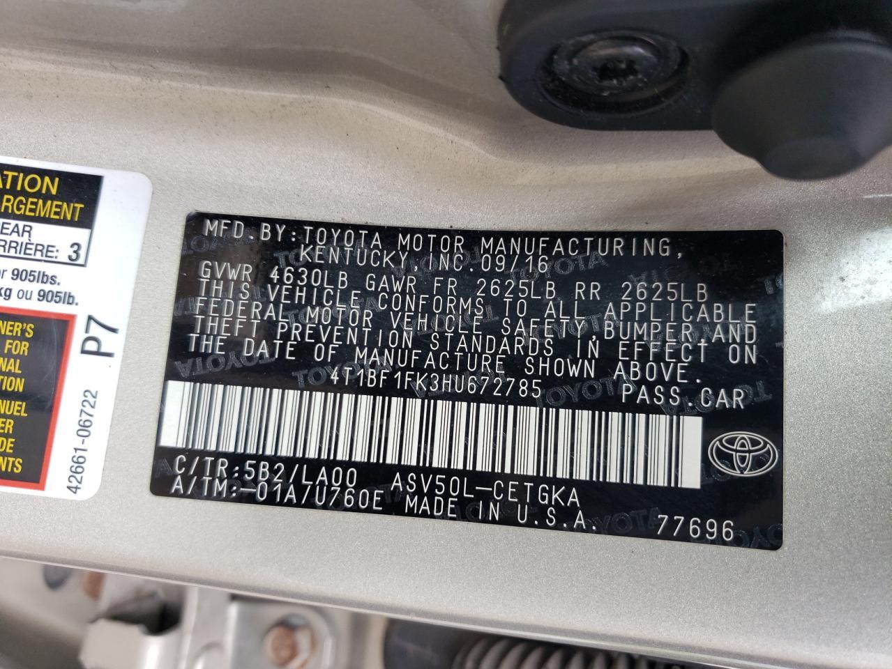 2017 TOYOTA CAMRY