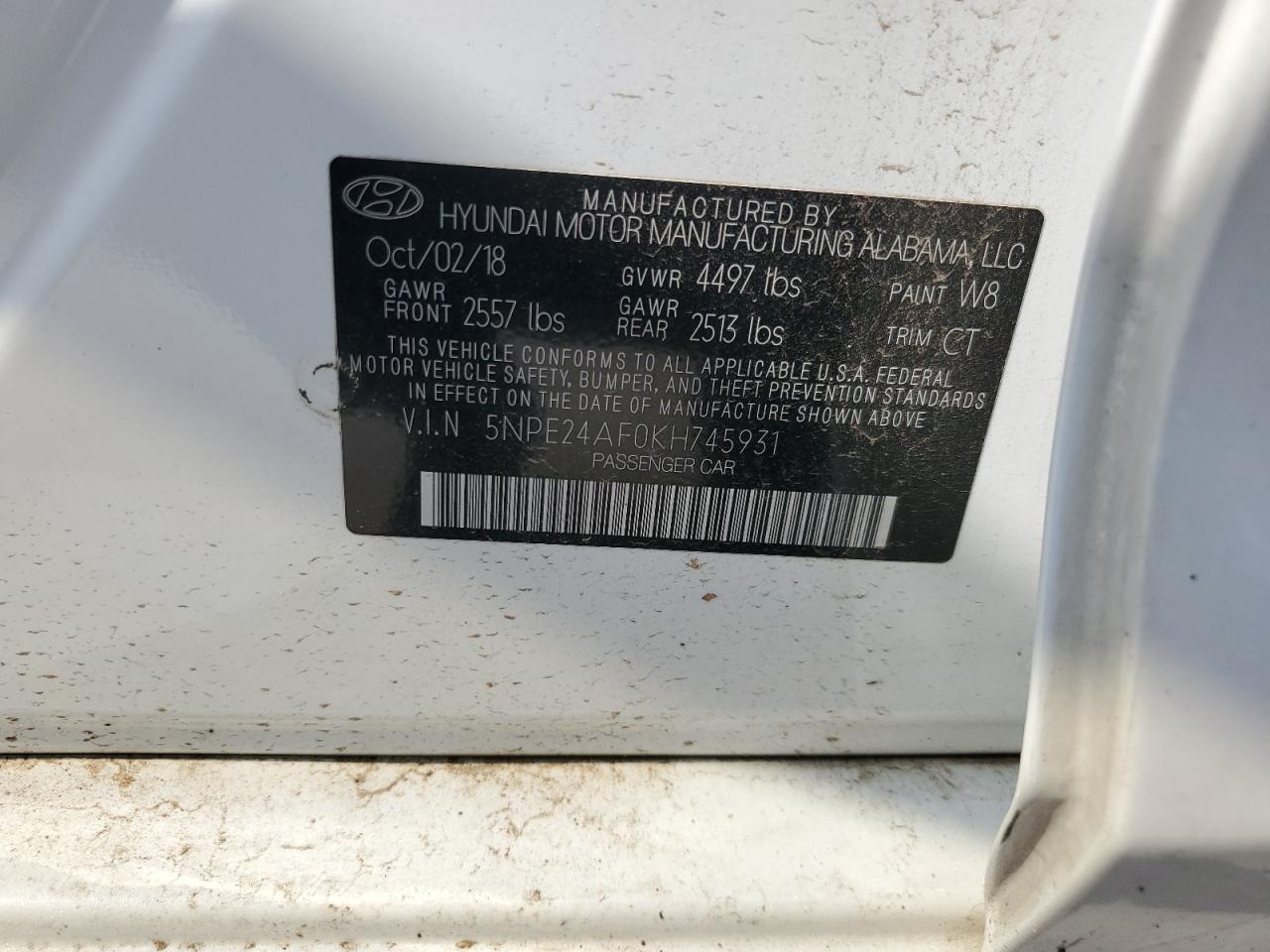2019 HYUNDAI SONATA