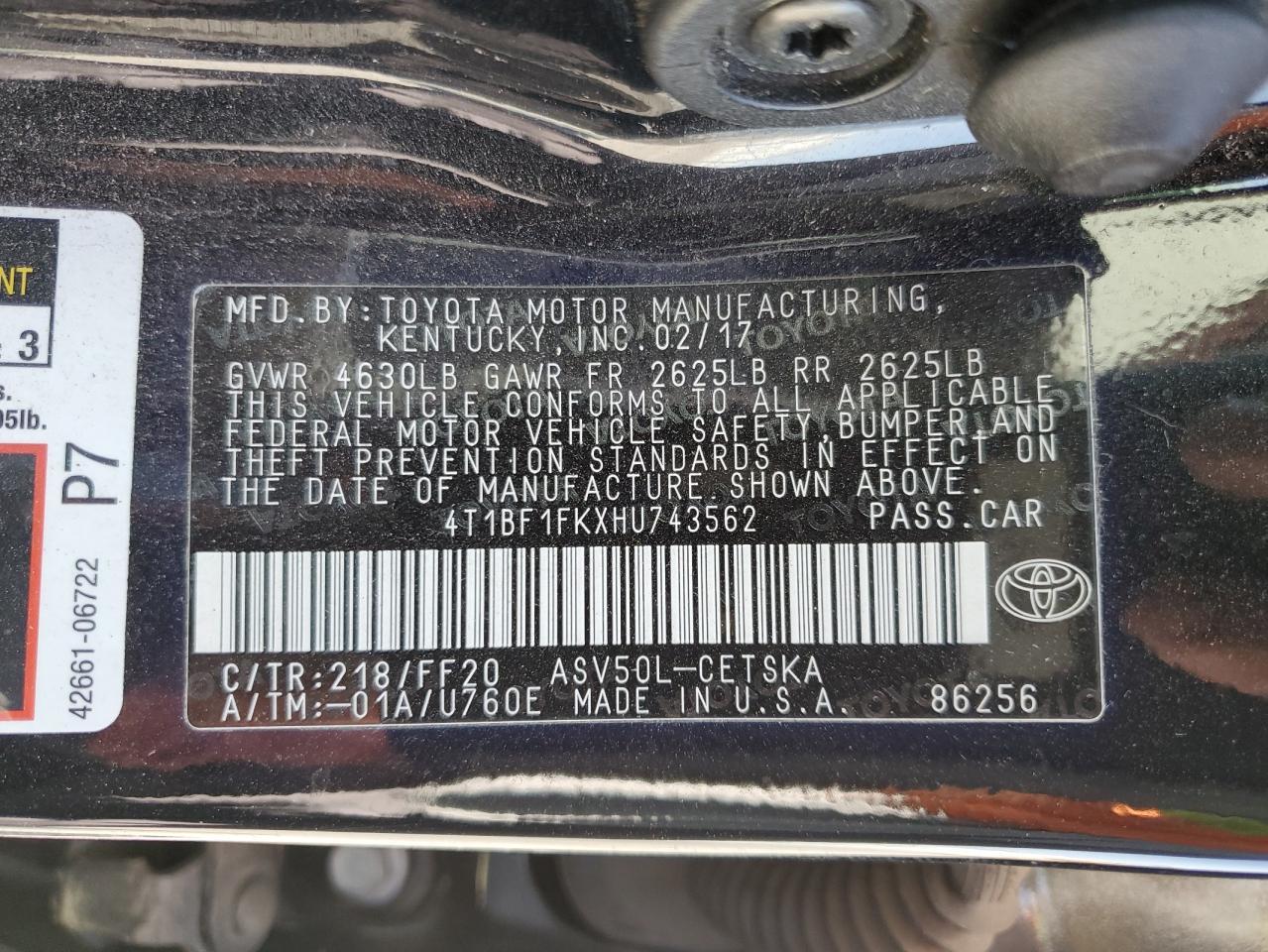 2017 TOYOTA CAMRY
