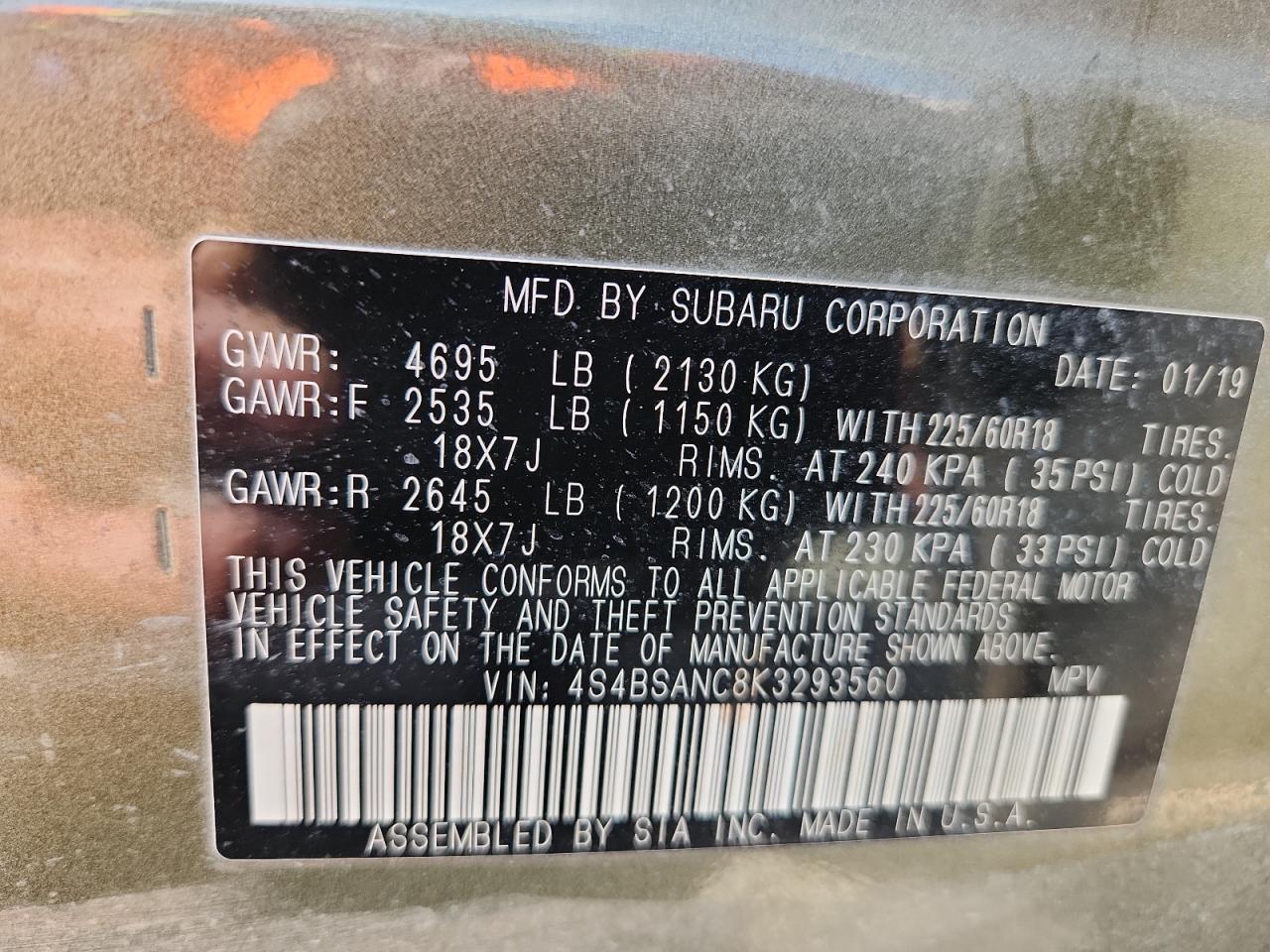 2019 SUBARU Outback