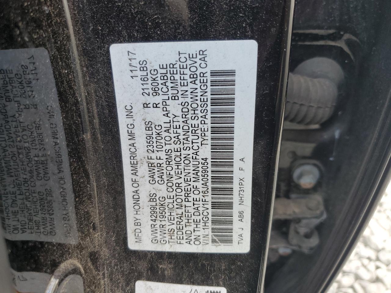 2018 HONDA ACCORD