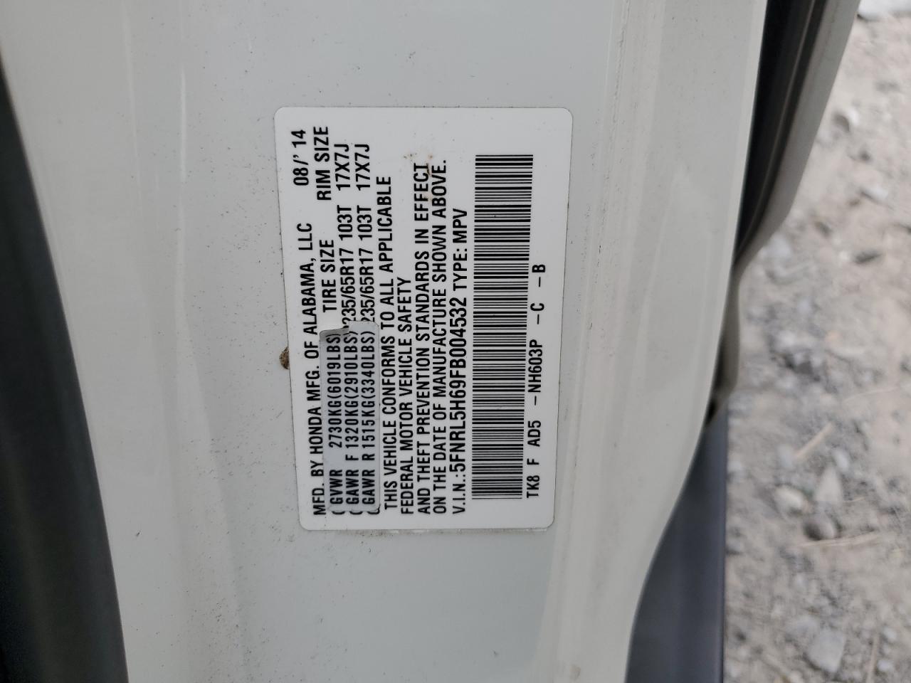 2015 HONDA ODYSSEY