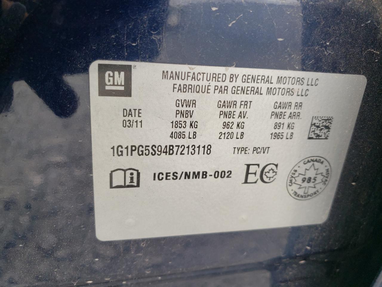 2011 CHEVROLET CRUZE