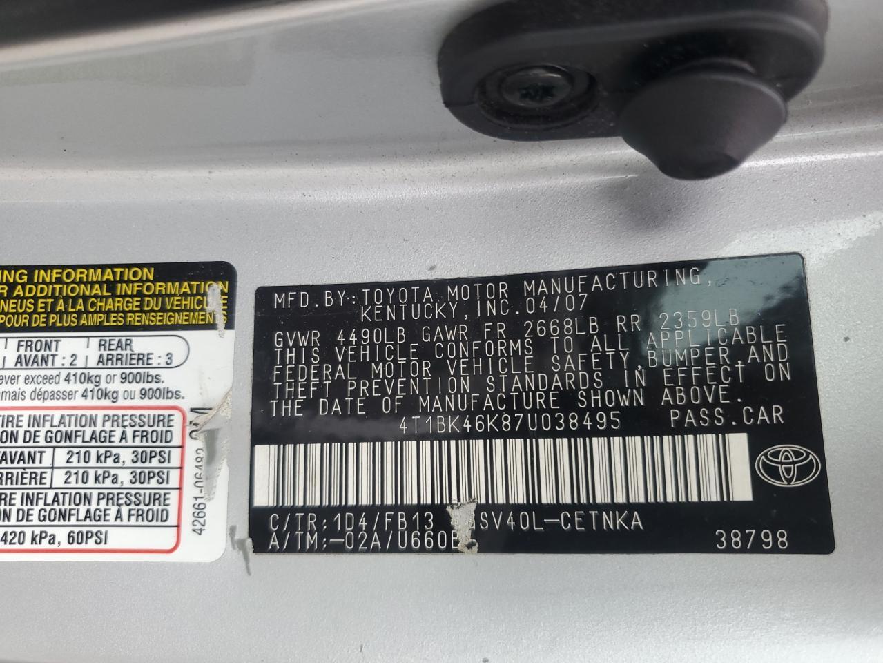 2007 TOYOTA CAMRY