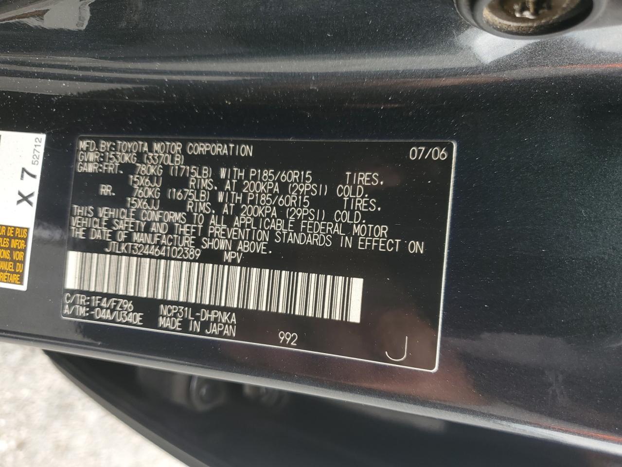 2006 TOYOTA SCION
