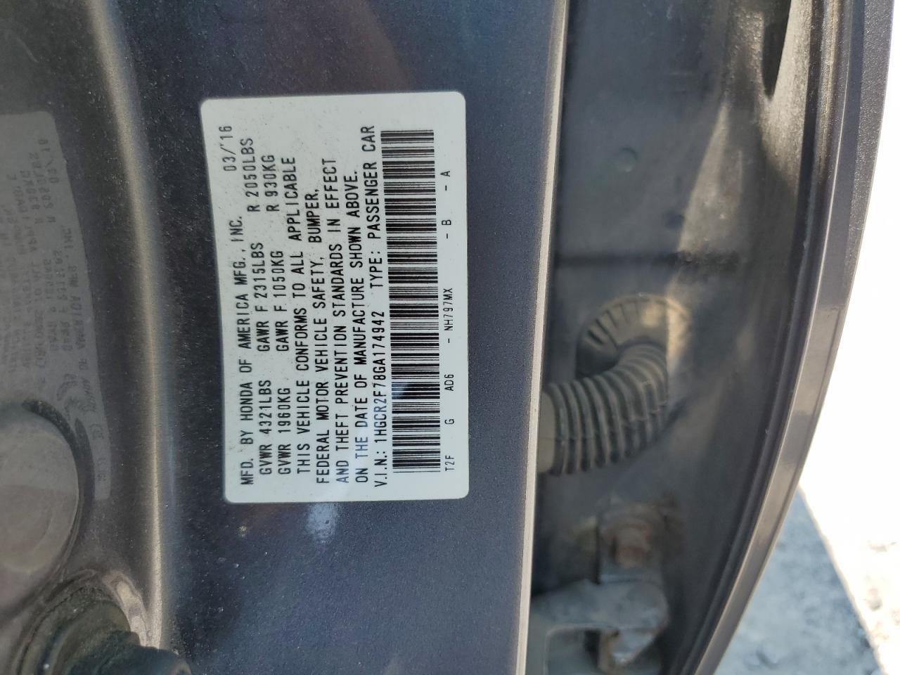 2016 HONDA ACCORD