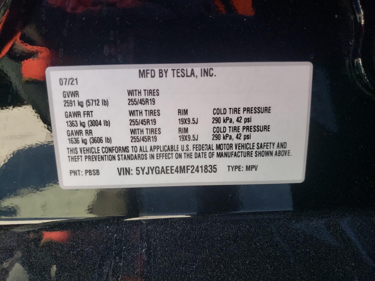 2021 TESLA MODEL Y
