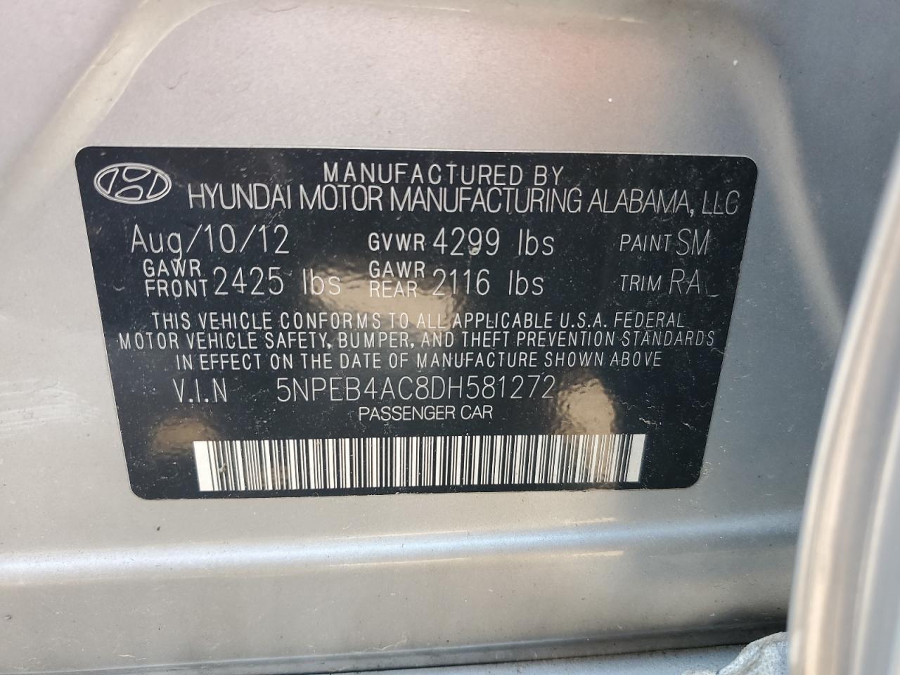 2013 HYUNDAI SONATA