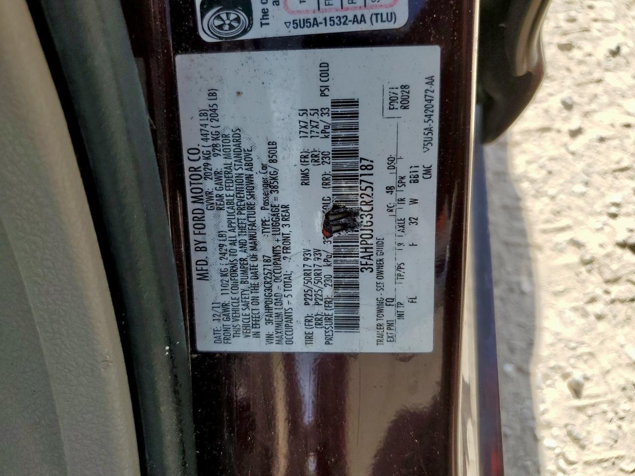 2012 FORD FUSION