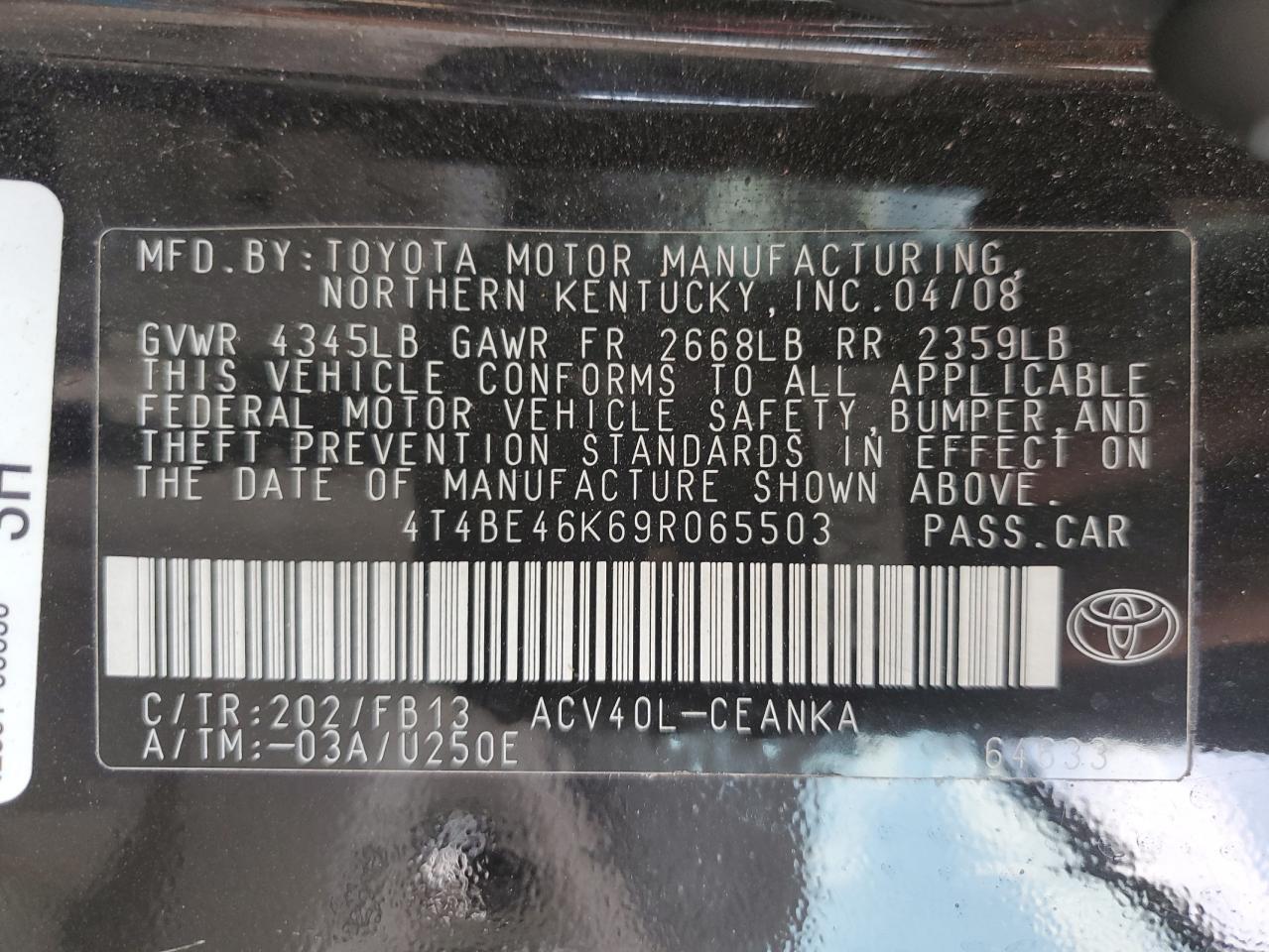 2009 TOYOTA CAMRY
