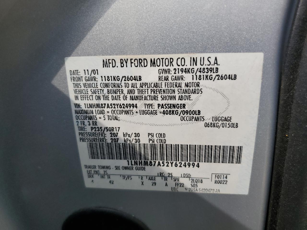 2002 LINCOLN Ls