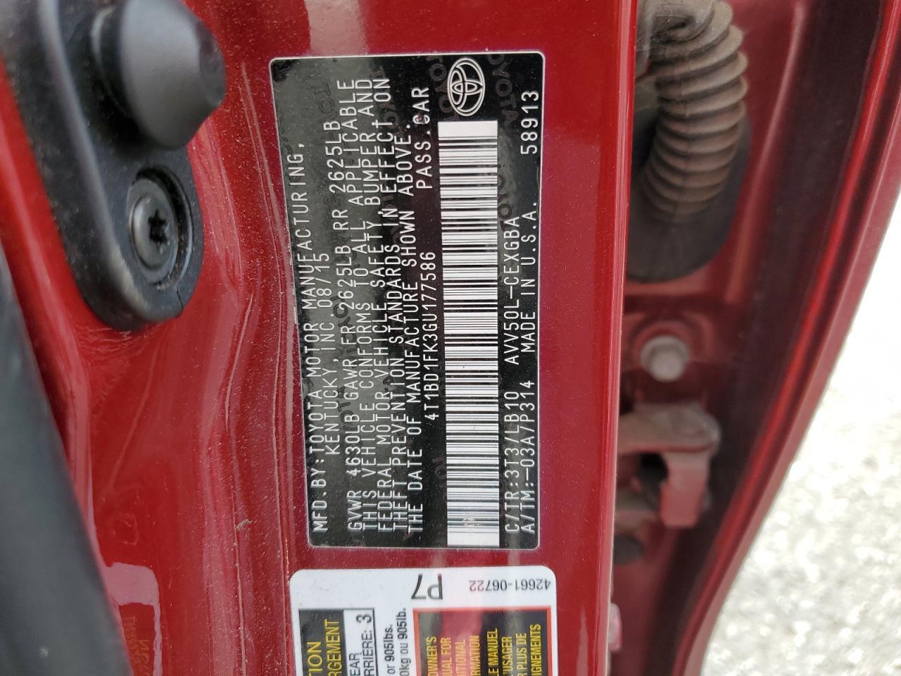 2016 TOYOTA CAMRY