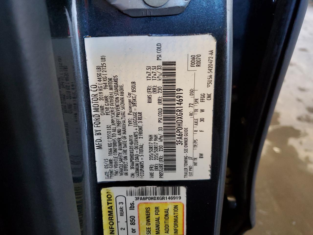 2016 FORD FUSION