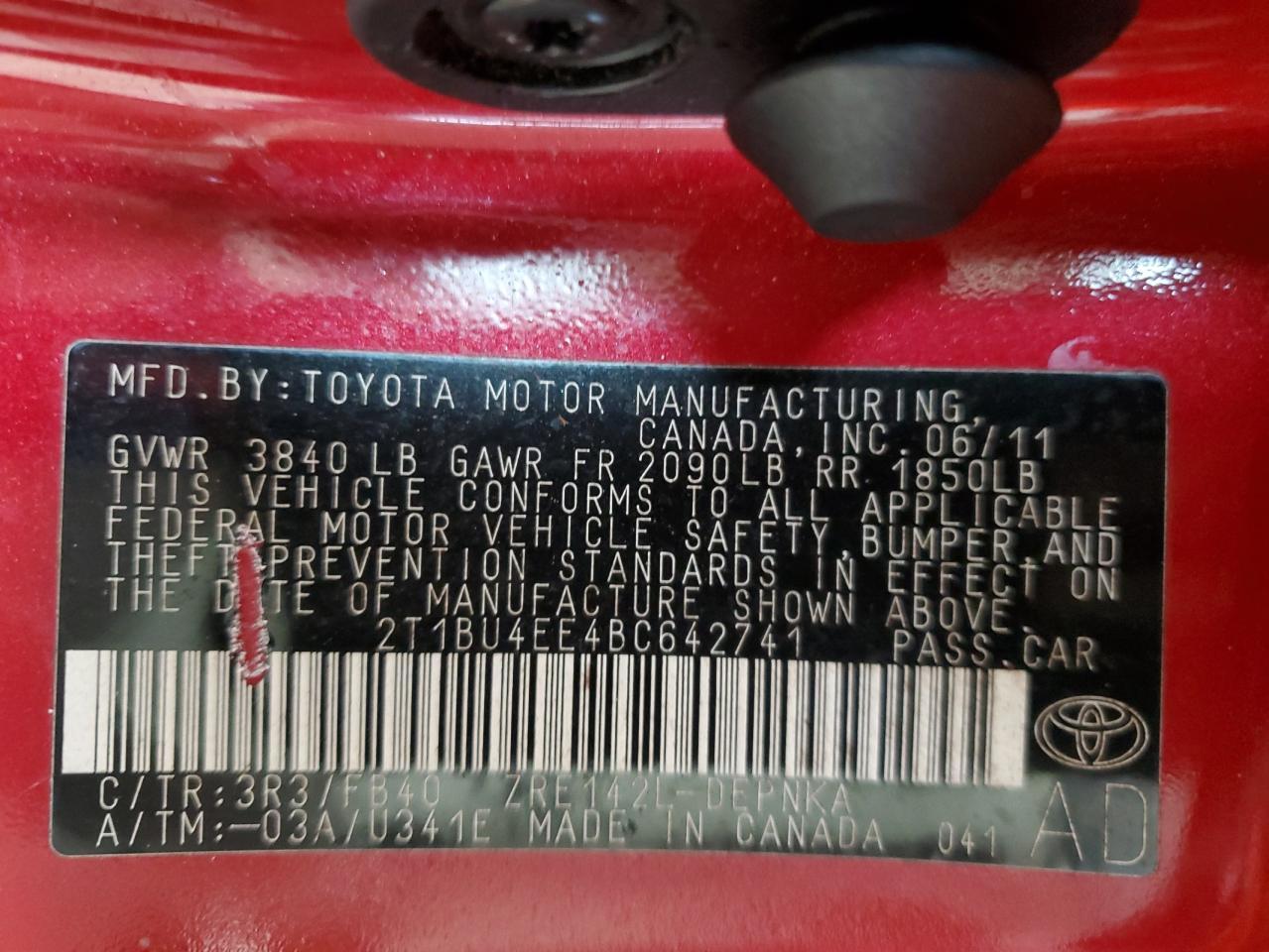 2011 TOYOTA COROLLA