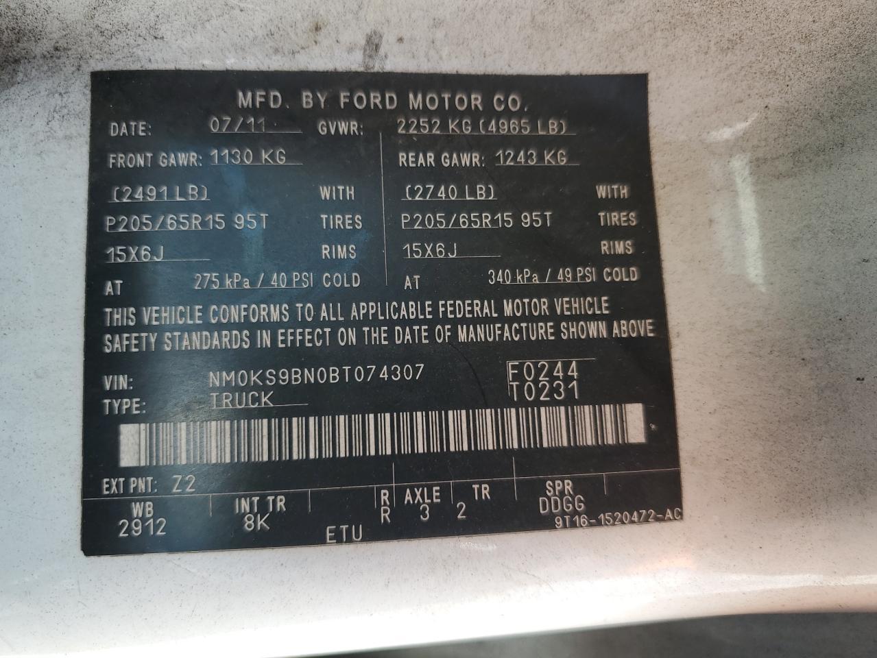 2011 FORD TRANSIT CONNECT