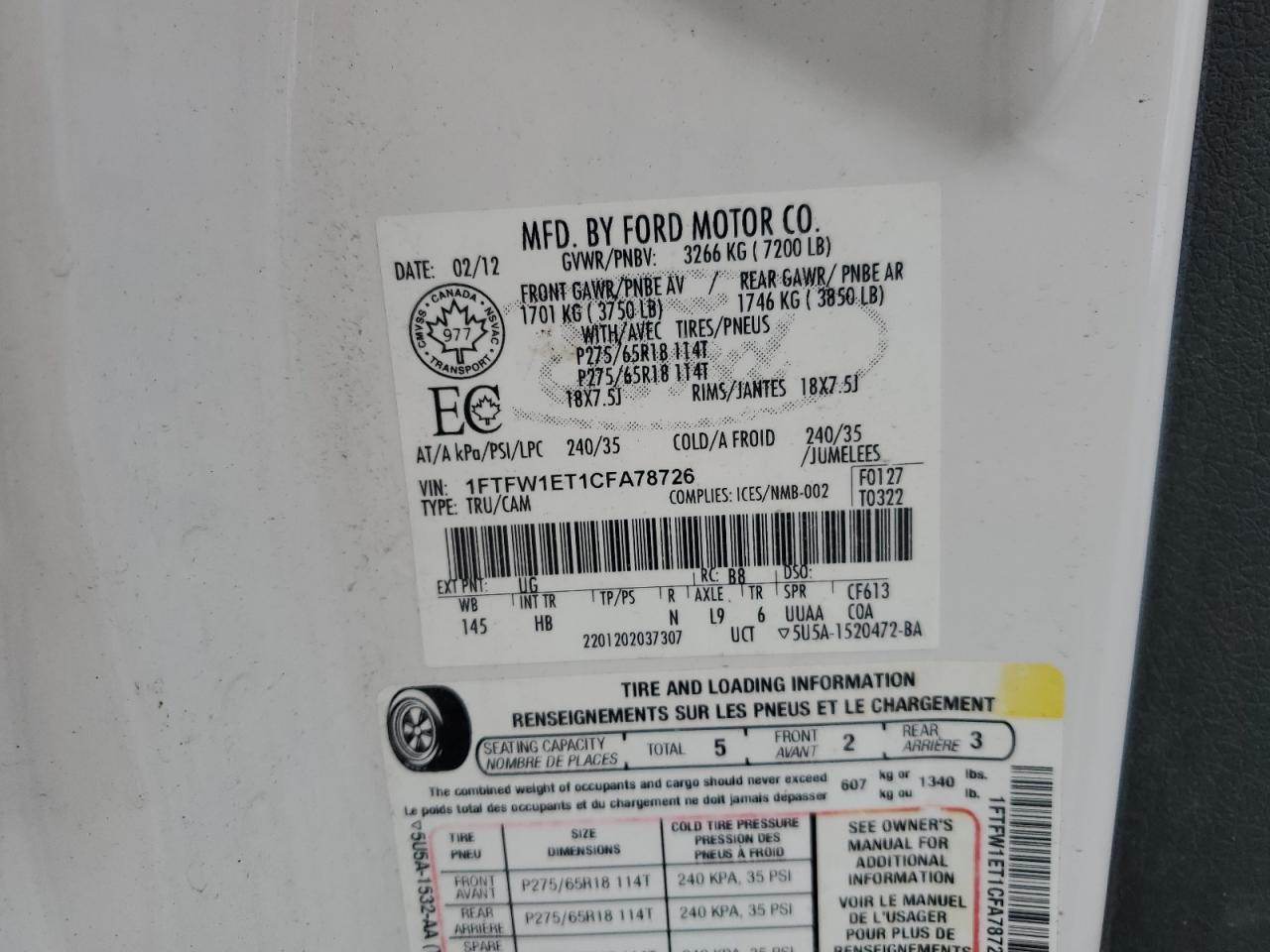 2012 FORD F-150