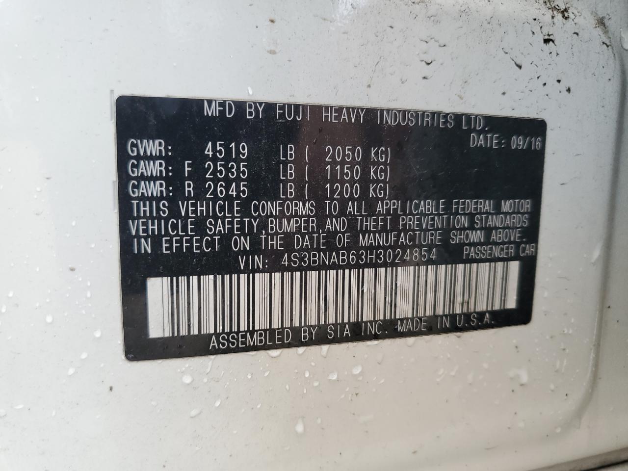 2017 SUBARU Legacy